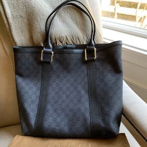 Authentic Large Gucci Black Denim Tote